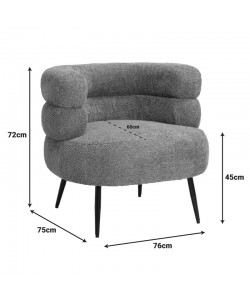Πολυθρόνα Foleja pakoworld μπουκλέ ύφασμα σε απόχρωση σάπιο μήλο με μαύρα μεταλλικά πόδια 76x75x72εκ