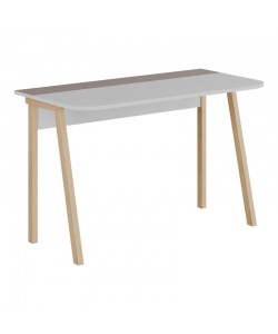 Γραφείο Malia pakoworld λευκό-μόκα και πόδι σε φυσική απόχρωση 120x60.5x75εκ