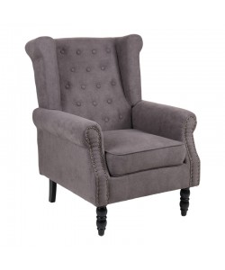 Πολυθρόνα Piore pakoworld ανθρακί ύφασμα και πόδι rubberwood σε μαύρη απόχρωση 77x80x106εκ