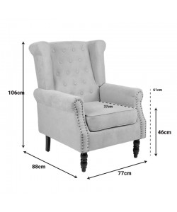 Πολυθρόνα Piore pakoworld ανθρακί ύφασμα και πόδι rubberwood σε μαύρη απόχρωση 77x80x106εκ