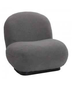 Πολυθρόνα Rosalie pakoworld μπουκλέ ύφασμα σε ανθρακί απόχρωση με μαύρη βάση 85x82x77εκ