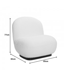 Πολυθρόνα Rosalie pakoworld μπουκλέ ύφασμα σε ανθρακί απόχρωση με μαύρη βάση 85x82x77εκ