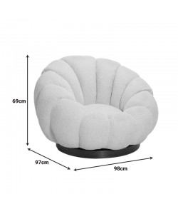 Πολυθρόνα περιστρεφόμενη Nester pakoworld μπουκλέ ύφασμα σε απόχρωση σάπιο μήλο 98x97x69εκ