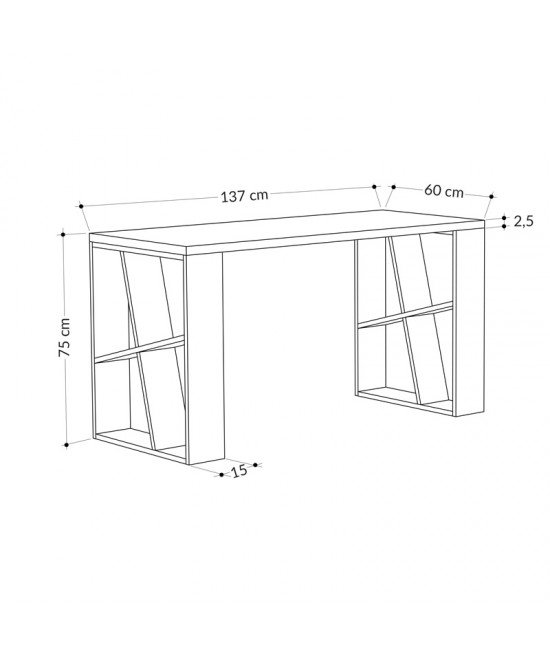 Γραφείο Honey pakoworld σε λευκή-ανθρακί απόχρωση 137x60x75εκ