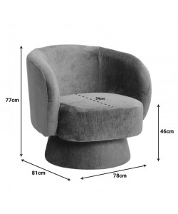 Πολυθρόνα περιστρεφόμενη Kreslo pakoworld ύφασμα σε ανθρακί απόχρωση 78x81x77εκ