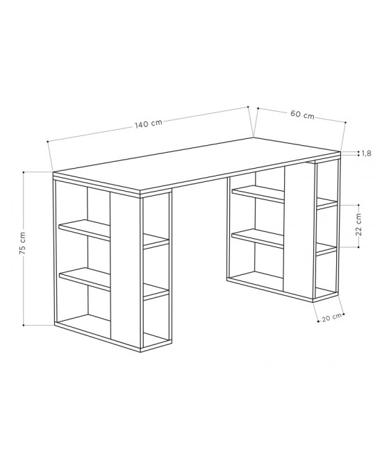 Γραφείο Colmar pakoworld σε oak απόχρωση 140x60x75εκ