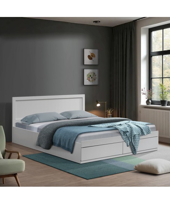 Κρεβάτι Olympus pakoworld με συρτάρι σε λευκή απόχρωση 140x200εκ