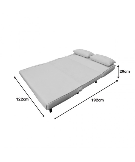 Καναπές-κρεβάτι Josuane pakoworld διθέσιος γκρι βελούδο και ξύλινο πόδι σε φυσική απόχρωση 122x80x81εκ