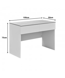 Γραφείο εργασίας Beleton pakoworld με συρτάρια mdf σε oak με λευκή απόχρωση 100x50x75εκ