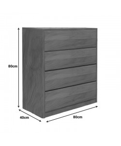 Συρταριέρα Kuanger pakoworld mdf σε καρυδί απόχρωση 80x40x80εκ