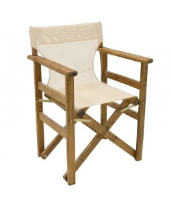 Καρέκλα-πολυθρόνα σκηνοθέτη Retto pakoworld μασίφ ξύλο οξιάς καρυδί-πανί εκρού