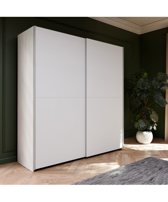 Ντουλάπα ρούχων Noez I pakoworld δίφυλλη με ράφια σε λευκή απόχρωση 170.5x61x190.5εκ