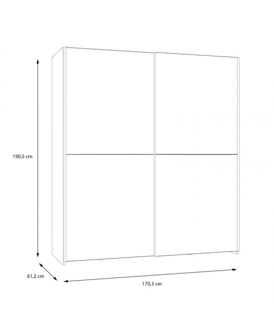 Ντουλάπα ρούχων Noez I pakoworld δίφυλλη με ράφια σε λευκή απόχρωση 170.5x61x190.5εκ