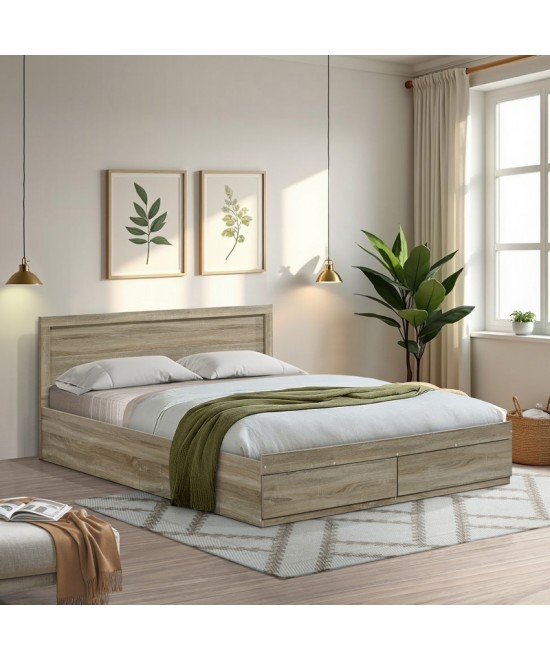 Κρεβάτι Olympus pakoworld με συρτάρι σε φυσική απόχρωση 160x200εκ