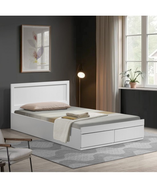 Κρεβάτι Olympus pakoworld με συρτάρι σε λευκή απόχρωση 120x200εκ