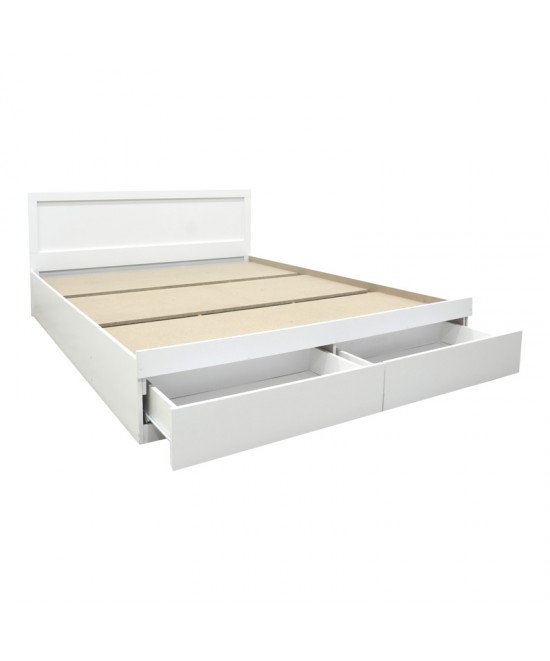 Κρεβάτι Olympus pakoworld με συρτάρι σε λευκή απόχρωση 120x200εκ