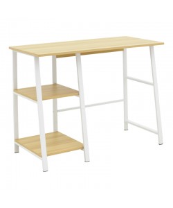 Γραφείο εργασίας Ferje pakoworld με ράφια mdf σε ανοιχτό καρυδί με λευκή απόχρωση 100x48x75εκ