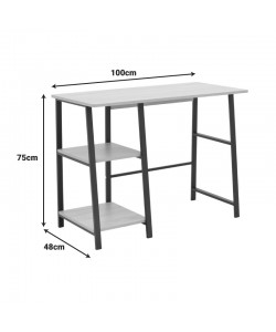 Γραφείο εργασίας Ferje pakoworld με ράφια mdf σε ανοιχτό καρυδί με λευκή απόχρωση 100x48x75εκ