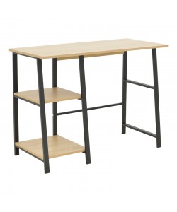 Γραφείο εργασίας Ferje pakoworld με ράφια mdf σε φυσική με μαύρη απόχρωση 100x48x75εκ