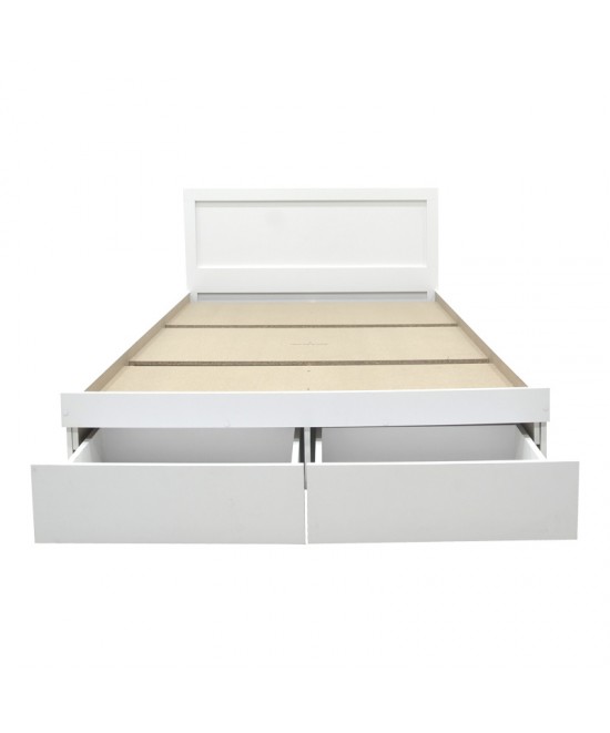 Κρεβάτι Olympus pakoworld με συρτάρι σε λευκή απόχρωση 100x200εκ