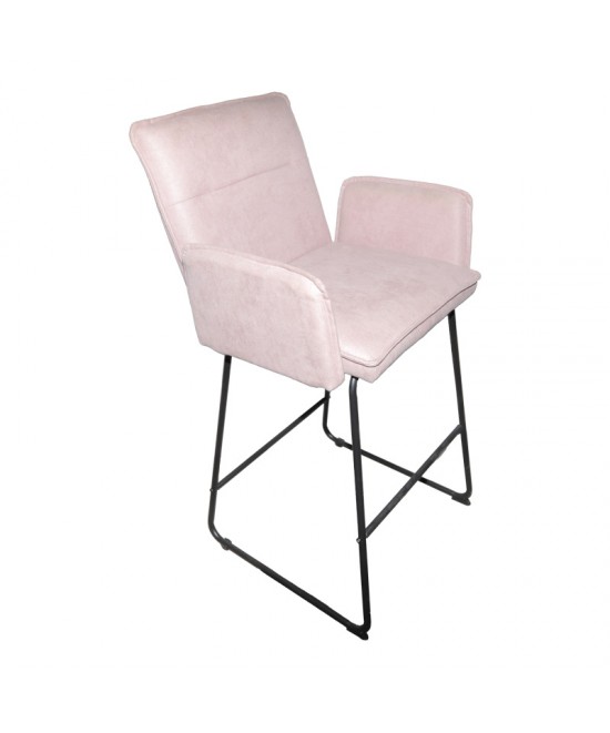 Σκαμπό μπαρ Essential pakoworld ύφασμα σαπιο μήλο-πόδι μαύρο μεταλλικό 57x64.5x107εκ