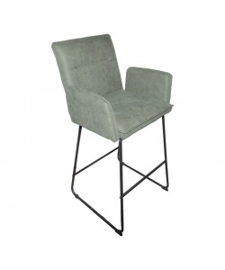 Σκαμπό μπαρ Essential pakoworld ύφασμα χακί-πόδι μαύρο μεταλλικό 57x64.5x107εκ