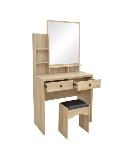 Τουαλέτα κρεβατοκάμαρας Cenzo pakoworld σε φυσική με μαύρη απόχρωση 80x40x155εκ