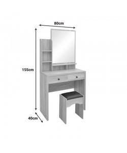 Τουαλέτα κρεβατοκάμαρας Cenzo pakoworld σε φυσική με μαύρη απόχρωση 80x40x155εκ