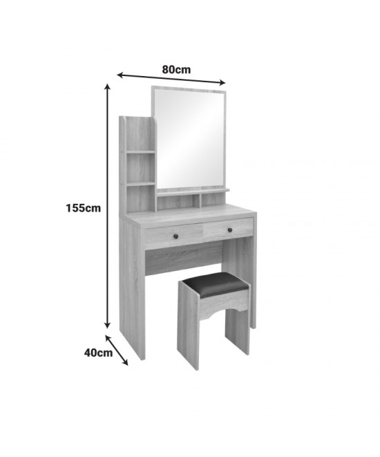 Τουαλέτα κρεβατοκάμαρας Cenzo pakoworld σε φυσική με μαύρη απόχρωση 80x40x155εκ