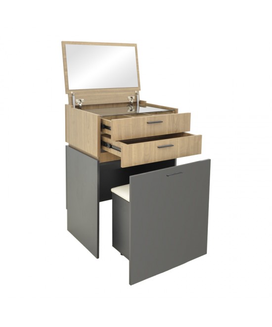 Τουαλέτα κρεβατοκάμαρας Sonlen pakoworld ανθρακί-ανοιχτό καρυδί 60x45x122εκ