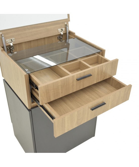 Τουαλέτα κρεβατοκάμαρας Sonlen pakoworld ανθρακί-ανοιχτό καρυδί 60x45x122εκ