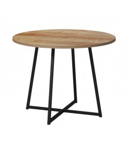Τραπέζι Sarah Ι pakoworld σε oak απόχρωση με μαύρα μεταλλικά πόδια Φ100x76εκ