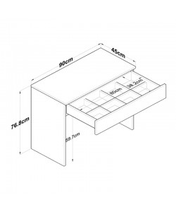 Κονσόλα-τουαλέτα κρεβατοκάμαρας Artemisia pakoworld σε λευκή απόχρωση 90x45x76.8εκ