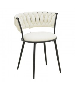 Πολυθρόνα Alkia I pakoworld ύφασμα σε εκρού απόχρωση- πόδι μαύρο μέταλλο 57x58.5x72εκ