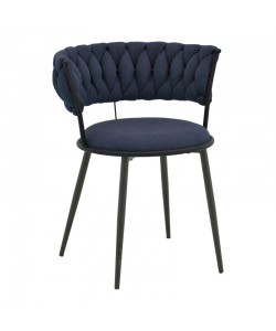 Πολυθρόνα Alkia I pakoworld ύφασμα σε απόχρωση μπλε σκούρο- πόδι μαύρο μέταλλο 57x58.5x72εκ