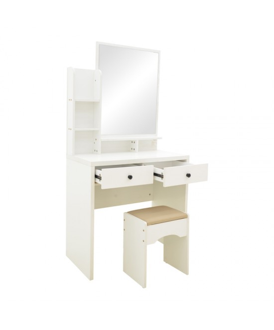 Τουαλέτα κρεβατοκάμαρας Cenzo pakoworld σε λευκή με γκρι-μπεζ απόχρωση 80x40x155εκ