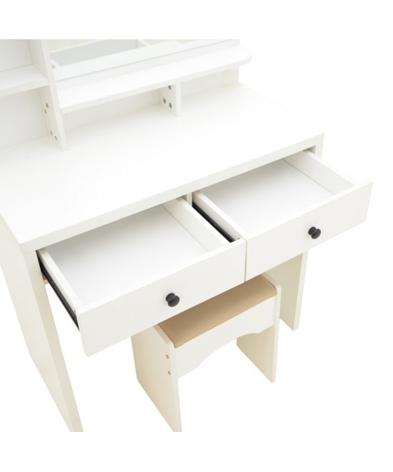 Τουαλέτα κρεβατοκάμαρας Cenzo pakoworld σε λευκή με γκρι-μπεζ απόχρωση 80x40x155εκ