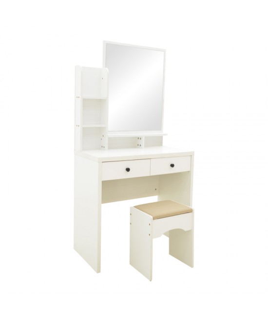 Τουαλέτα κρεβατοκάμαρας Cenzo pakoworld σε λευκή με γκρι-μπεζ απόχρωση 80x40x155εκ