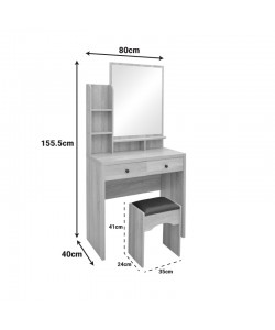 Τουαλέτα κρεβατοκάμαρας Cenzo pakoworld σε λευκή με γκρι-μπεζ απόχρωση 80x40x155εκ