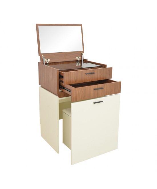 Τουαλέτα κρεβατοκάμαρας Sonlen pakoworld σε καρυδί-κρεμ απόχρωση 60x45x130εκ