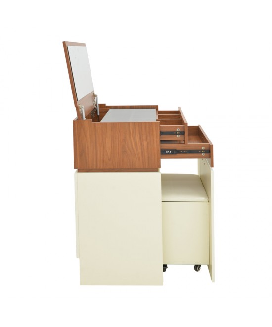 Τουαλέτα κρεβατοκάμαρας Sonlen pakoworld σε καρυδί-κρεμ απόχρωση 60x45x130εκ