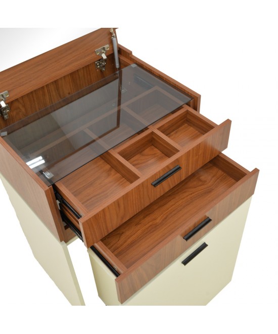 Τουαλέτα κρεβατοκάμαρας Sonlen pakoworld σε καρυδί-κρεμ απόχρωση 60x45x130εκ