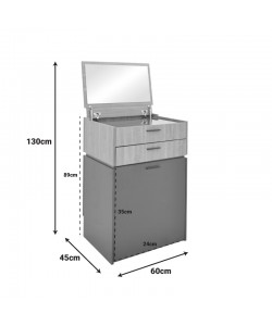 Τουαλέτα κρεβατοκάμαρας Sonlen pakoworld σε καρυδί-κρεμ απόχρωση 60x45x130εκ