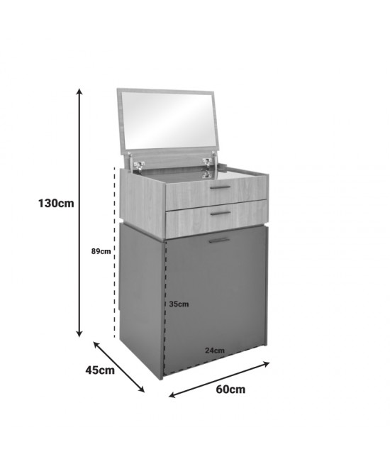 Τουαλέτα κρεβατοκάμαρας Sonlen pakoworld σε καρυδί-κρεμ απόχρωση 60x45x130εκ