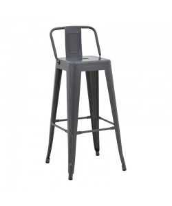 Σκαμπό μπαρ με πλάτη Utopia pakoworld μέταλλο σε ανθρακί απόχρωση 42x42x97εκ