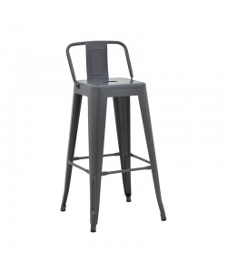 Σκαμπό μπαρ μεσαίου ύψους με πλάτη Utopia pakoworld μέταλλο σε ανθρακί απόχρωση 42x42x86εκ