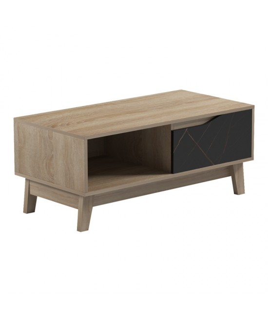 Τραπέζι σαλονιού Judas pakoworld σε μαύρο μαρμάρου-sonoma απόχρωση  90x45x38.5εκ