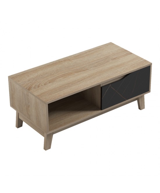 Τραπέζι σαλονιού Judas pakoworld σε μαύρο μαρμάρου-sonoma απόχρωση  90x45x38.5εκ