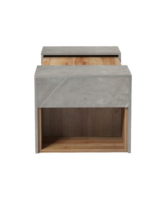 Τραπέζι σαλονιού Morfi pakoworld πολυμορφικό 3τεμ σε oak-μπεζ μαρμάρου απόχρωση 105x45x37εκ Τραπέζι σαλονιού Morfi pakoworld πολυμορφικό 3τεμ σε oak-μπεζ μαρμάρου απόχρωση 105x45x37εκ