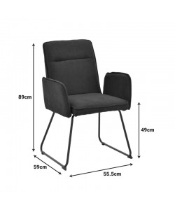 Πολυθρόνα Essential pakoworld ύφασμα μαύρο-πόδι μαύρο μεταλλικό 55.5x59x89εκ